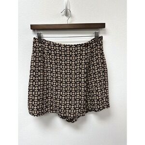 Vintage A. Byer Geometric Print Skort Tan Brown S
